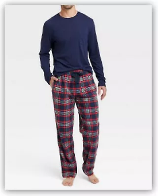 Pajama Set BLUE/RED Microfleece Pant Long-sleeve Cotton Modal Shirt Goodfellow • $18.95