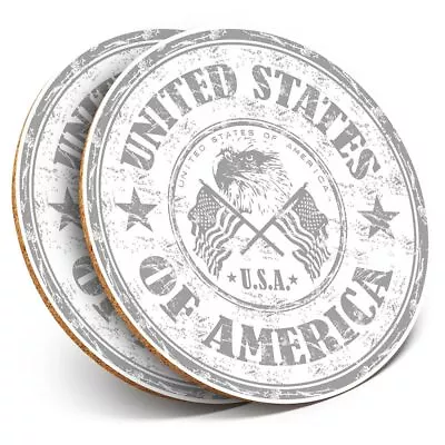 2 X Coasters Bw - United States Of America Travel Stamp  #40184 • £5.99