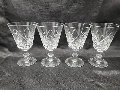 $58.50 • Buy Vintage Crystal Sherry Glasses Set Of 4 Flower Pattern  #4659