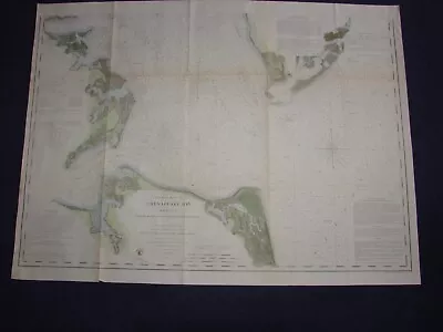 1863 US Coast Survey Chart From Mouth Of York River To Entrance Of Bay Handcolor • $225