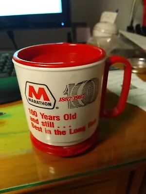 Vintage Marathon Gas Advertising 100 Years Old 1887-1987 4 Pba Traveling Mug • $4.99