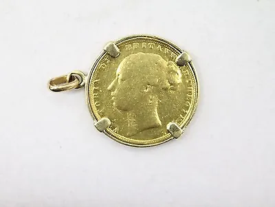 Antique 1873 QUEEN VICTORIA Sovereign Gold Coin Pendant Young Head And St.George • $900