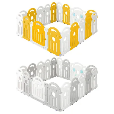 Bopeep Kids Playpen Safety Gate Toddler Fence Child Play Grey Yellow 18-24 Panel • $138.99