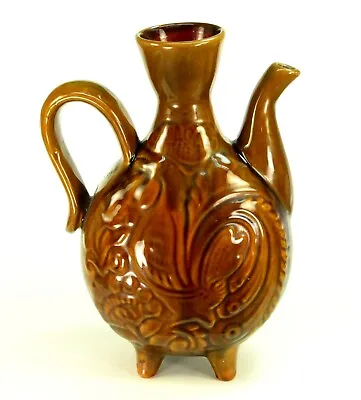 ~Mid-Century Water Jug Red Ware Earthenware Majolica Studio Pottery Ewer Rooster • $45