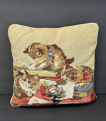 Vintage Steinwinder Needlepoint Cat Pillow • $41.99