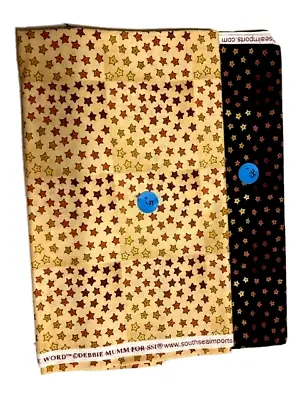 Quilt Fabric - Vintage - D MUMM - 1/4 Yd  Stars On Tan 3/4 Yd Stars On Black • $10