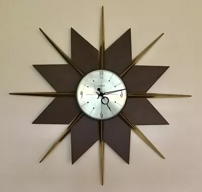 VTG Mid Century Modern Verichron 30” Starburst Sunburst Wall Clock Retro 1960's • $150