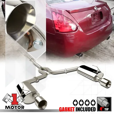 SS Dual Muffler 4  Beveled Edge Tip Catback Exhaust System For 04-08 Maxima A34 • $198.44
