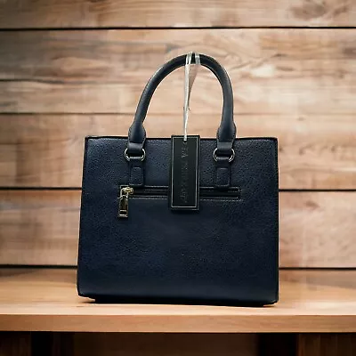 La Terre Fashion Vegan Woman’s Handbag Dark Blue & Gold New • $32.97