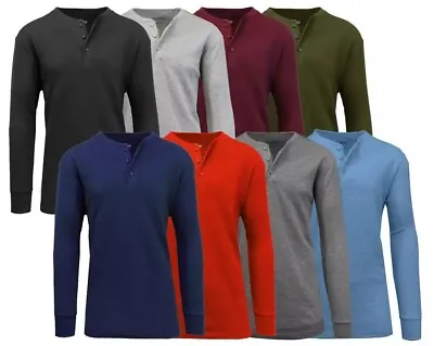 $12.95 • Buy Men's 3-Button Thermal Waffle-Knit Henley Shirts ( Sizes, S-5XL ) NEW Free Shipp