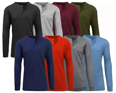 Men's 3-Button Thermal Waffle-Knit Henley Shirts ( Sizes S-5XL ) NEW Free Shipp • $12.95