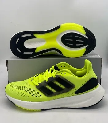 Adidas Pureboost 22 Solar Yellow Volt Black Running Sneakers HQ1450 Mens Size • $49.97