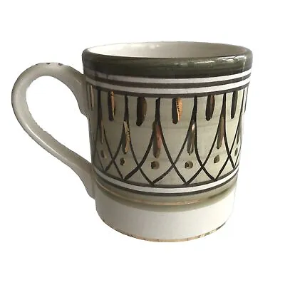 Sberna Deruta Hand Painted In Italy Coffee Mug Cup Beige Green Gold Accents • $19.80