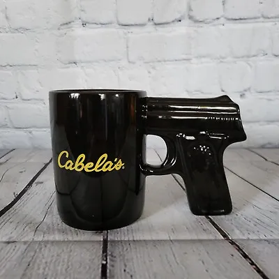 Cabela's Black Hand Gun Pistol Grip Handle 16 Oz Ceramic Coffee Tea Mug Cup  • $11.88