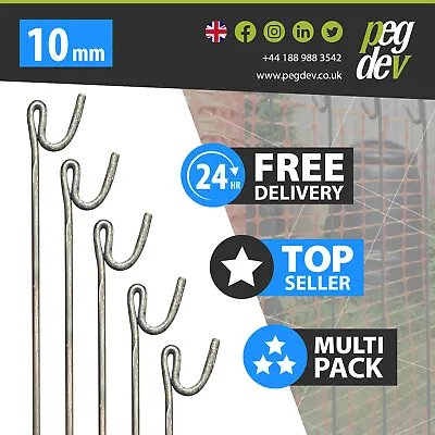 60 X METAL FENCING PINS 1300 X 10mm - Barrier Fence Stakes Events Temporary  • £168