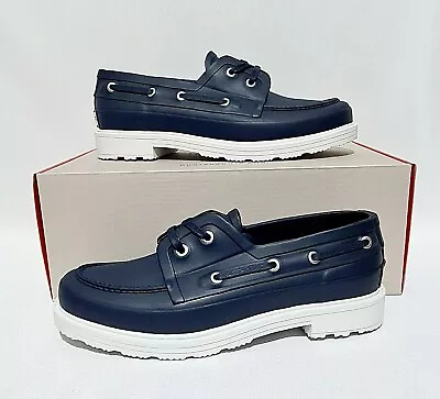 £49.99 • Buy Hunter Original Deck Shoes Rrp £95 Navy Blue Waterproof Wellies Loafers Uk 7 & 8