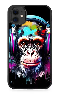 Colour Paint Splash Monkey DJ Rubber Phone Case Chimp Chimps Graffiti Raver CH68 • £15.90