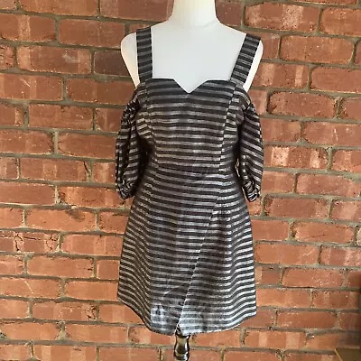 C/MEO Collective Womens Dress Short Sleeves Linen Blend Party Striped Size S • $29.99