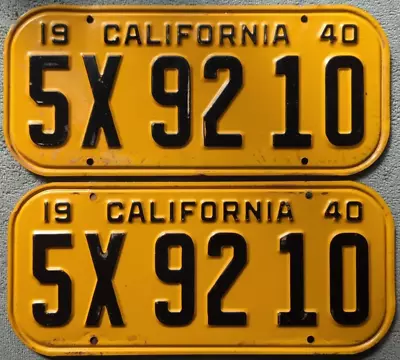 Vintage 1940 CALIFORNIA License Plates PAIR ORIGINAL • $145