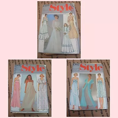 Style Brand Lot Of 3 VTG Sewing Patterns 4308 4362 4410 Dress Gown Complete • $8.95