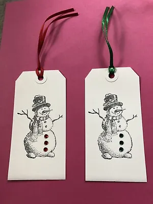 £3.99 • Buy 10 X Large Handmade Christmas Xmas Snowman Gift Tags With Gems