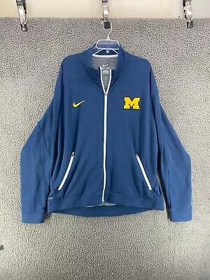 Nike Michigan Wolverines Full Zip Jacket Mens 2XL DriFit Navy Heather 840747 • $39.99