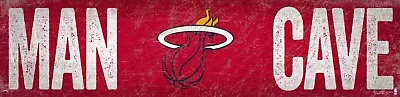 Miami Heat MAN CAVE Basketball Wood Sign NEW 24  X 6   Decoration Gift • $26.95
