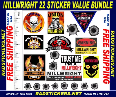 Millwright Sticker Bundle Hard Hat Stickers SH-44 • $14