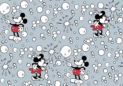 Retro Mickey And Minnie Mouse In Bubbles Cotton Fabric Bty..free Shipping! • $15.50