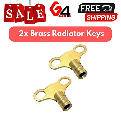 2x Radiator Key Winged Brass Bleed Valve Heating Air Vent Square Plumbing Tool • £4.99