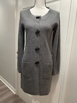 Ellen Tracy Merino Wool Blend Long Cardigan Sweater Grey S • $19