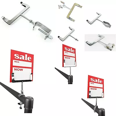 £5.99 • Buy Chrome Display  Card Holder /price Ticket Clothes Rail Clamp On / Screw /push In