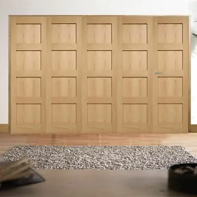 Oak Bifold Doors Internal Folding Shaker 4 Panel Unfinished Door System Top Hung • £594.99