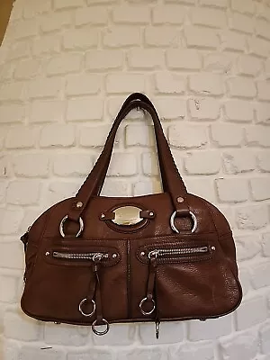 B. Makowsky Brown Luggage Berlin Large Leather Satchel Shoulder Handbag • $35