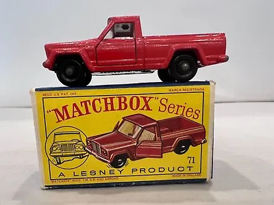 Matchbox Lesney 71B Jeep Gladiator Pickup 1964 VHTF Green Interior MIB US Seller • $149