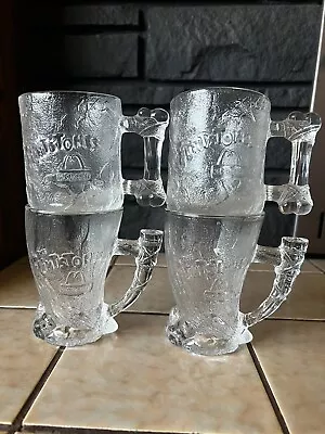 1993 McDonald's Complete  Set Of 4 FLINSTONES Cups/Mugs Frosted Glass Vintage • $25