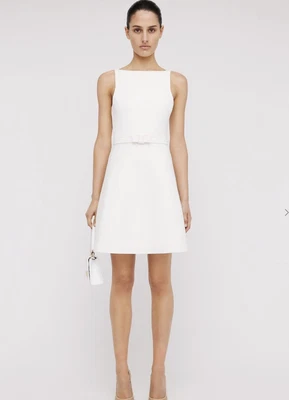 $625 • Buy Scanlan Theodore Crepe Knit Bow Belt Dress XS Cream
