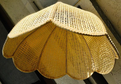 $55 • Buy Vintage Hanging Pendant Wicker Rattan Tulip Mid Century Ceiling Or Lamp Shade