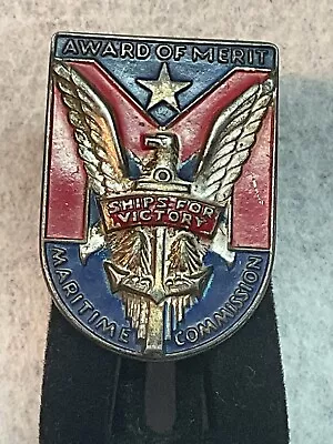 US WWII Maritime Commission MERCHANT MARINE AWARD MERIT Metal Pin SHIPS VICTORY • $6.99