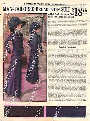 Vintage Print Ad Macy's Color  Women's Man-Tailored Suits Edwardian Fashion 1911 • $8.94