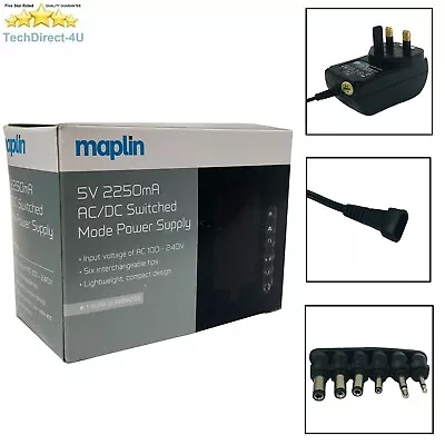 Certified Maplin DC 5V 2250mA Power Supply AC/DC Adapter 6 Connectors RRP £14.99 • £13.49