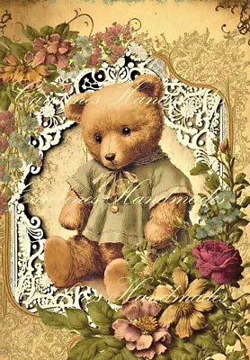 Vintage Teddy Bear A Reproduction Cotton Fabric Quilt Block Multi-size Available • $14.75