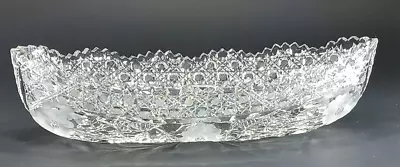 Vntg Bohemian Czech Cut Crystal Boat Bowl Centerpiece Celery Cracker Dish • $29.99