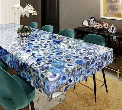 Blue Agate Coffee Dining Center Table Top Handmade Mosaic Art Kitchen Decor Slab • $280.11