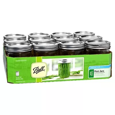 Ball Wide-Mouth Mason Jars With Closures Pint 12-Pack • $0.99
