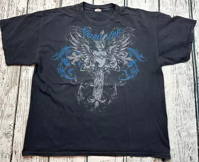 Miami Ink Shirt Mens Extra Large XL Black Blue Cross Heart Tattoo Vintage Y2K • $29.71