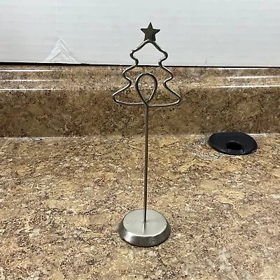 Christmas Tree Note Holder / Card Holder. 6.25” Tall Metal Silver • $3