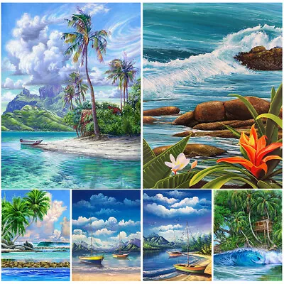 DIY Full Drill Diamond Painting Seaside Waves Embroidery Craft Kit Home Decor • $8.09