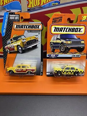 Matchbox Checker Cab And LTD Taxi Bundle Of 2.  Great Cards! • $4.99