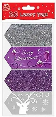 Pack Of 20 Luxury Christmas Xmas Tags Cards Luggage Style(8233/32) • £2.30